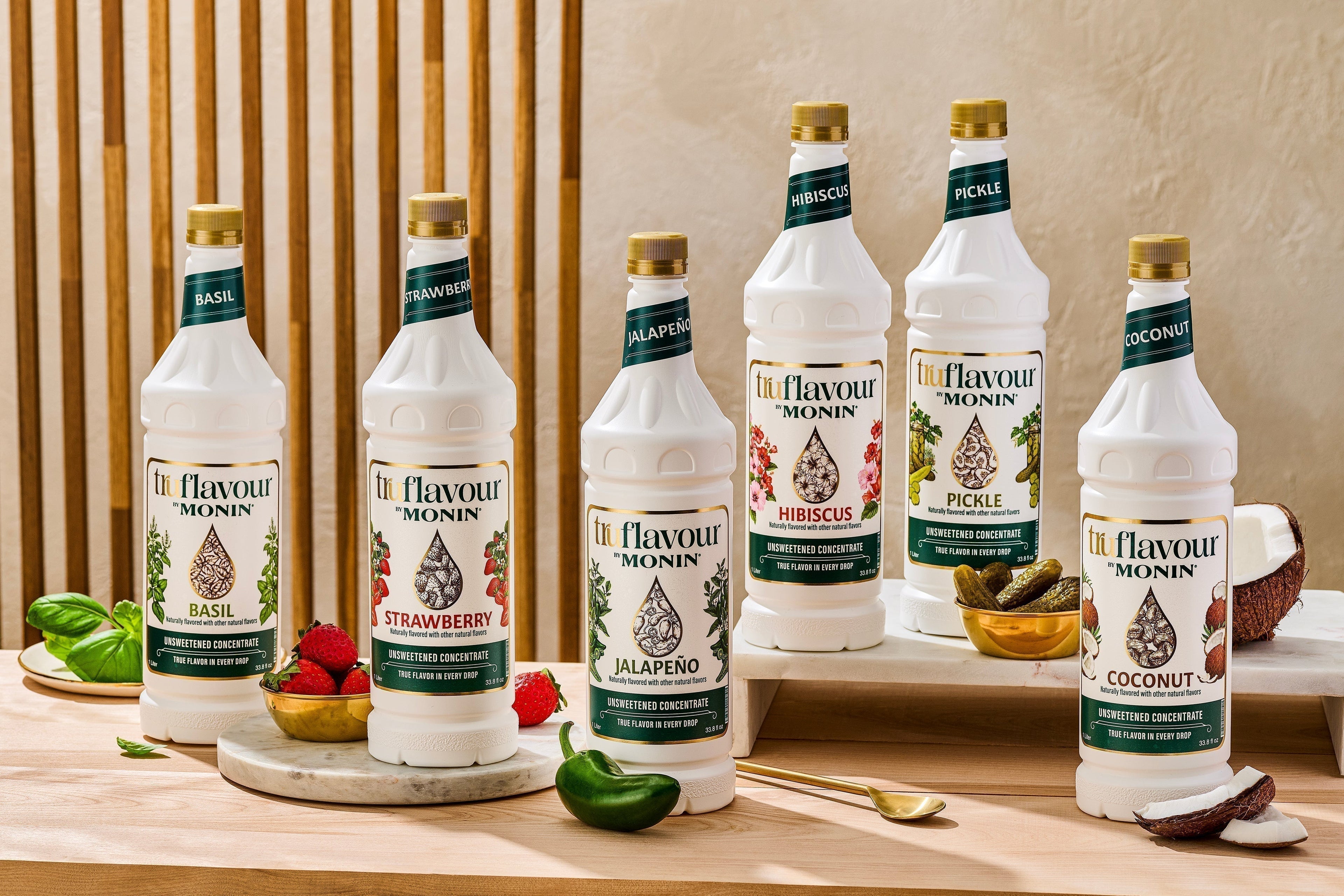 Monin line of TruFlavour white bottles