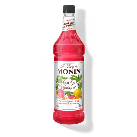 1L ruby red grapefruit monin syrup bottle 