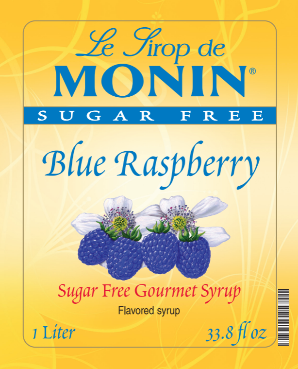 1L sugar free blue raspberry bottle label 