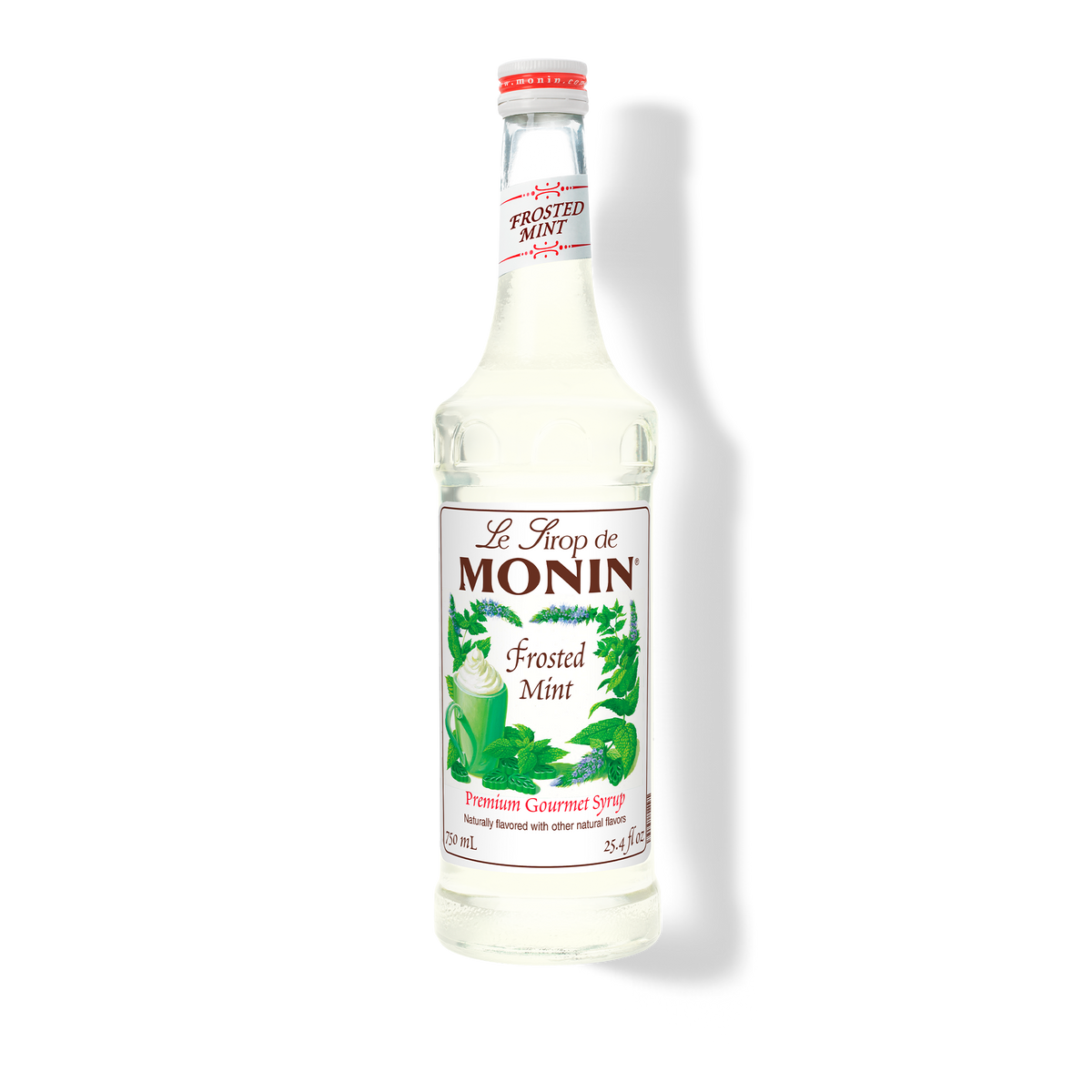 750ml monin bottle of frosted mint syrup