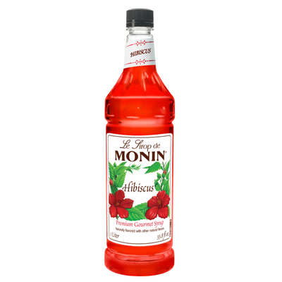 Hibiscus monin syrup on white background 