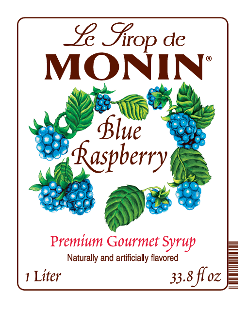 1L blue raspberry monin syrup label