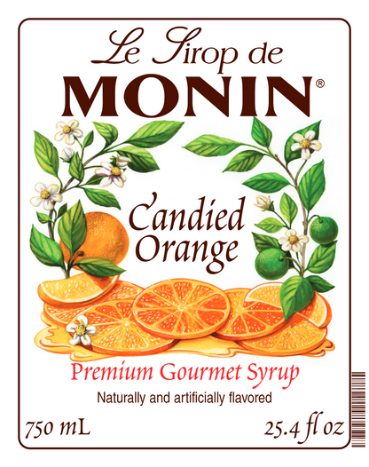 750ml monin label of candied orange syrup 
