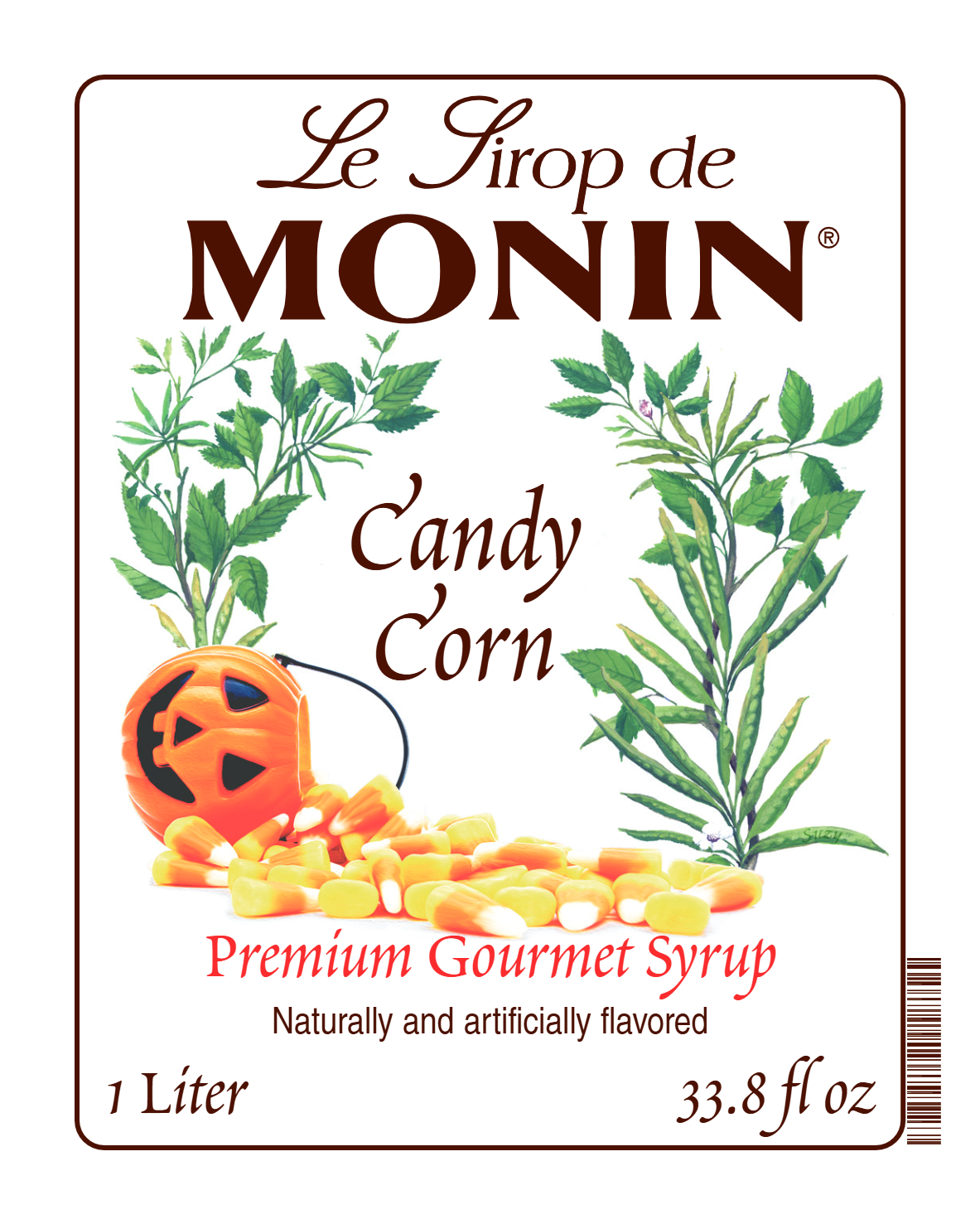 1L monin syrup label of Candy Corn 