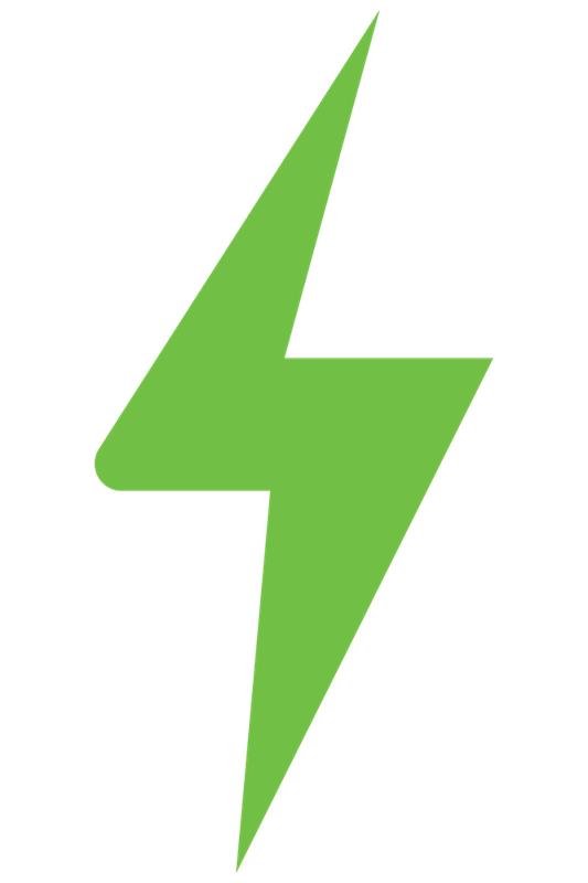 Green lightning bolt symbol on a white background
