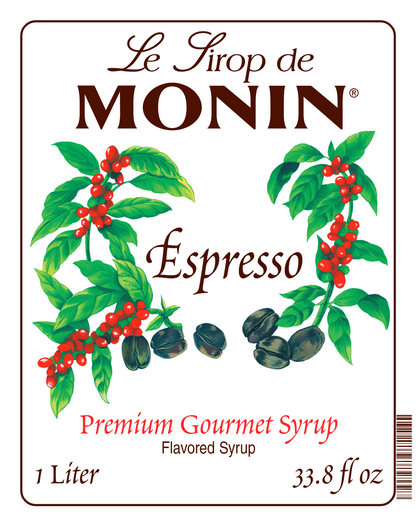 1L MONIN ESPRESSO SYRUP BOTTLE LABEL