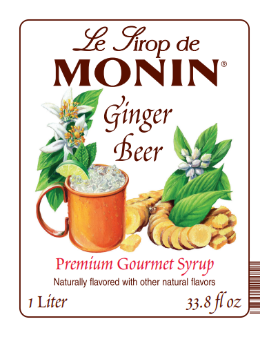 1L monin syrup label of ginger beer