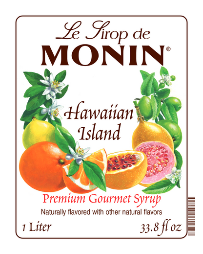 1L hawaiian island monin syrup label