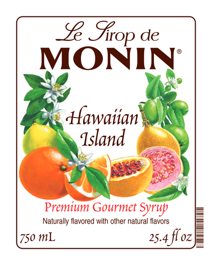 750ml hawaiian island monin syrup label