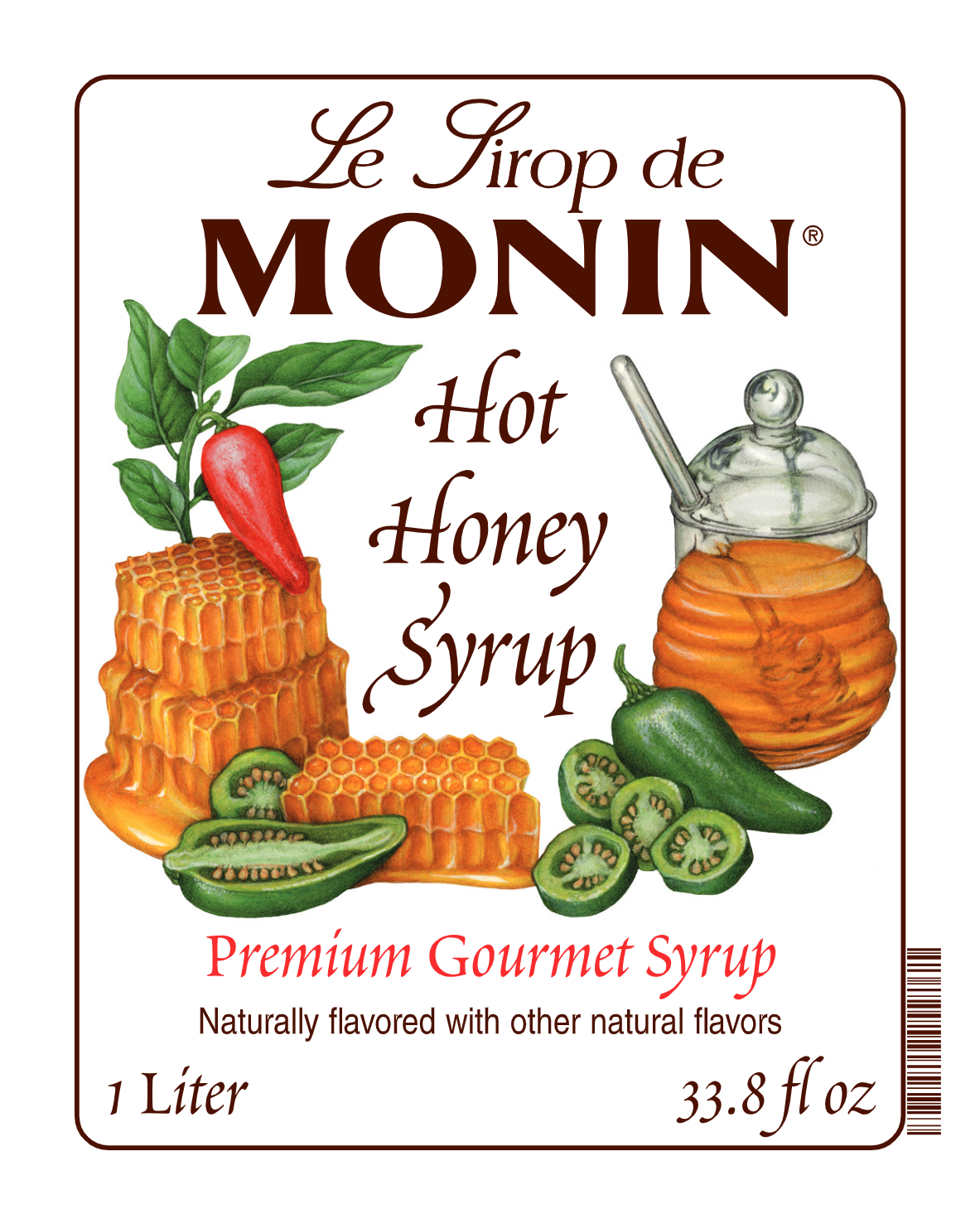 1L monin syrup label of hot honey