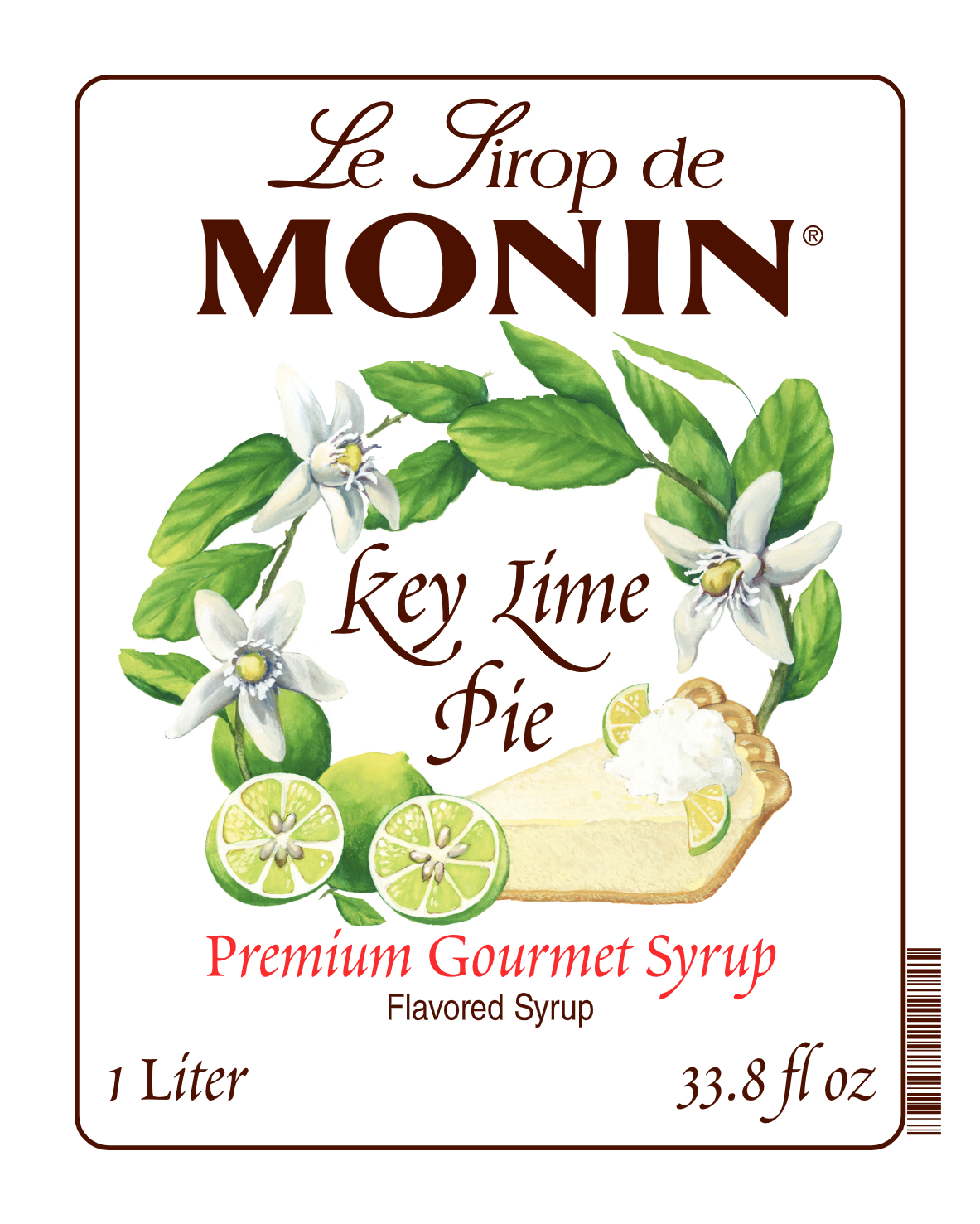 1L monin syrup label of key lime pie