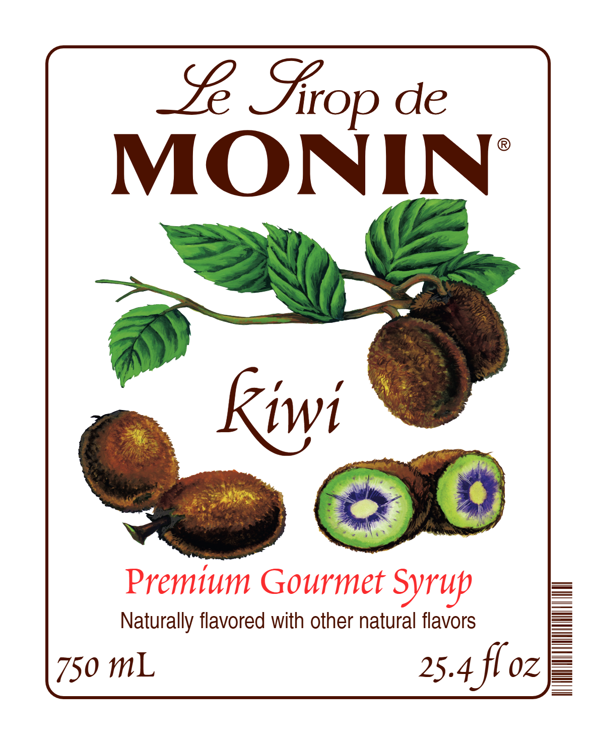 750ml kiwi monin syrup bottle label 