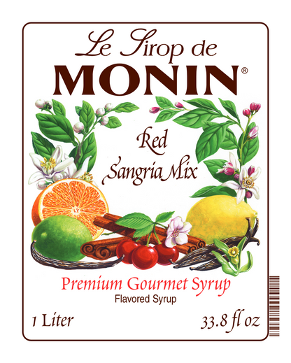 1L red sangria mix monin syrup label