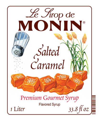 1L monin syrup bottle label of salted caramel