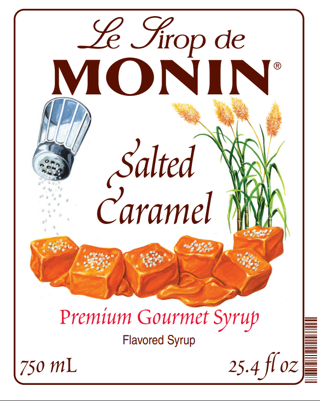750ml monin syrup bottle label of salted caramel