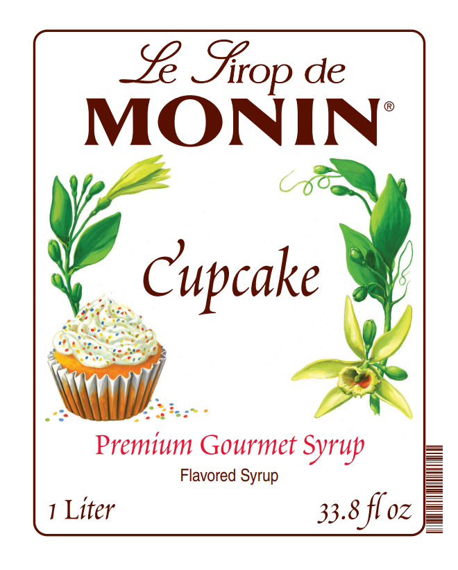1L cupcake monin bottle label of syrup