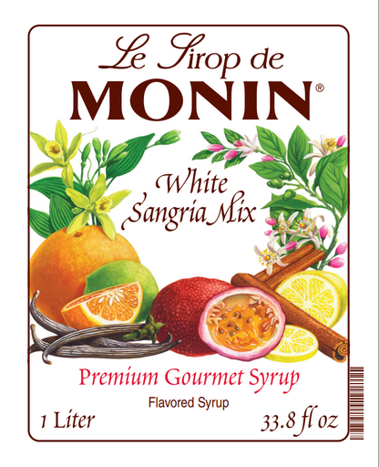 1L monin syrup label of white sangria mix