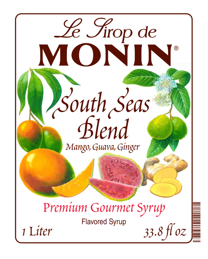 1L monin syrup label of south seas blend