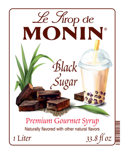 1L monin black sugar syrup label