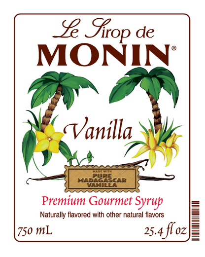 750ML MONIN VANILLA SYRUP LABEL