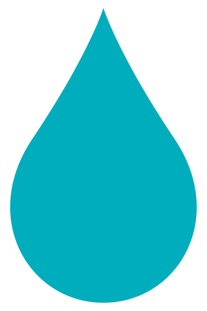 Blue water droplet icon on a white background