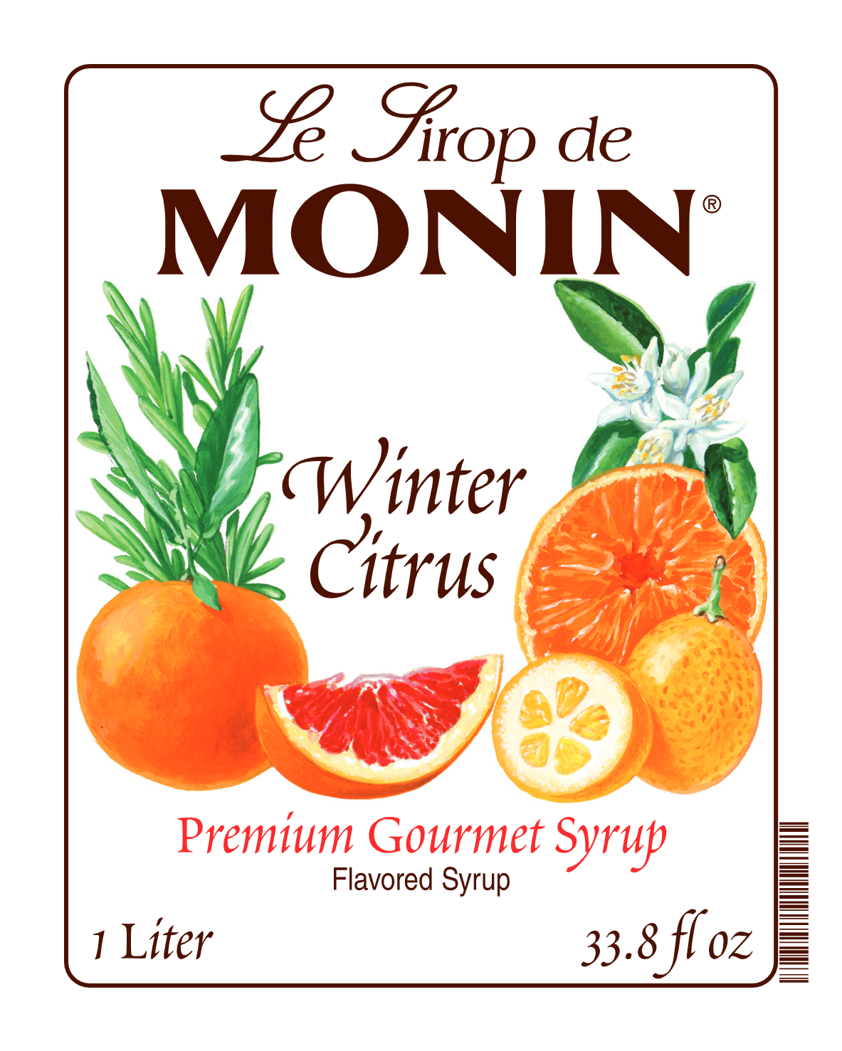 1L winter citrus monin syrup label