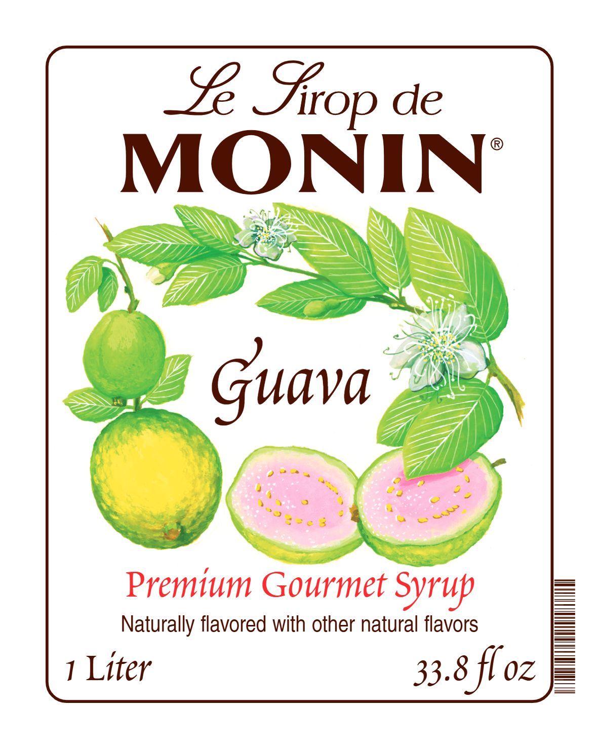 1L monin syrup label of guava 