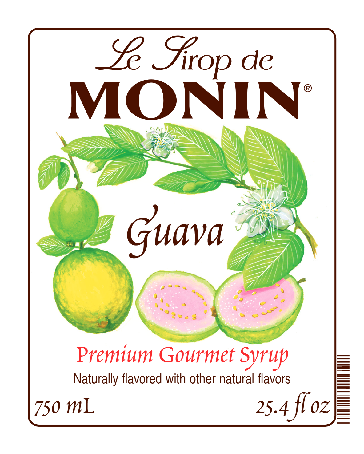 750ML monin syrup label of guava
