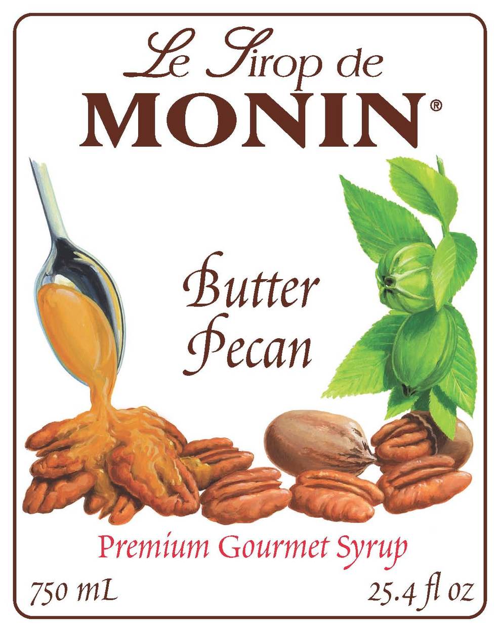 Monin Butter Pecan Syrup 750 ml Glass Bottle Monin Butter Pecan Syrup 750 ml Glass Bottle