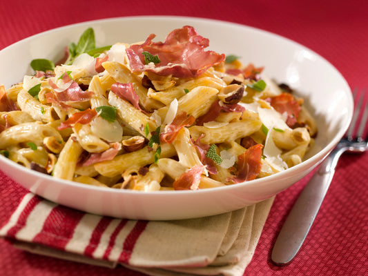 Penne Pasta with Prosciutto & Hazelnut Cream Sauce